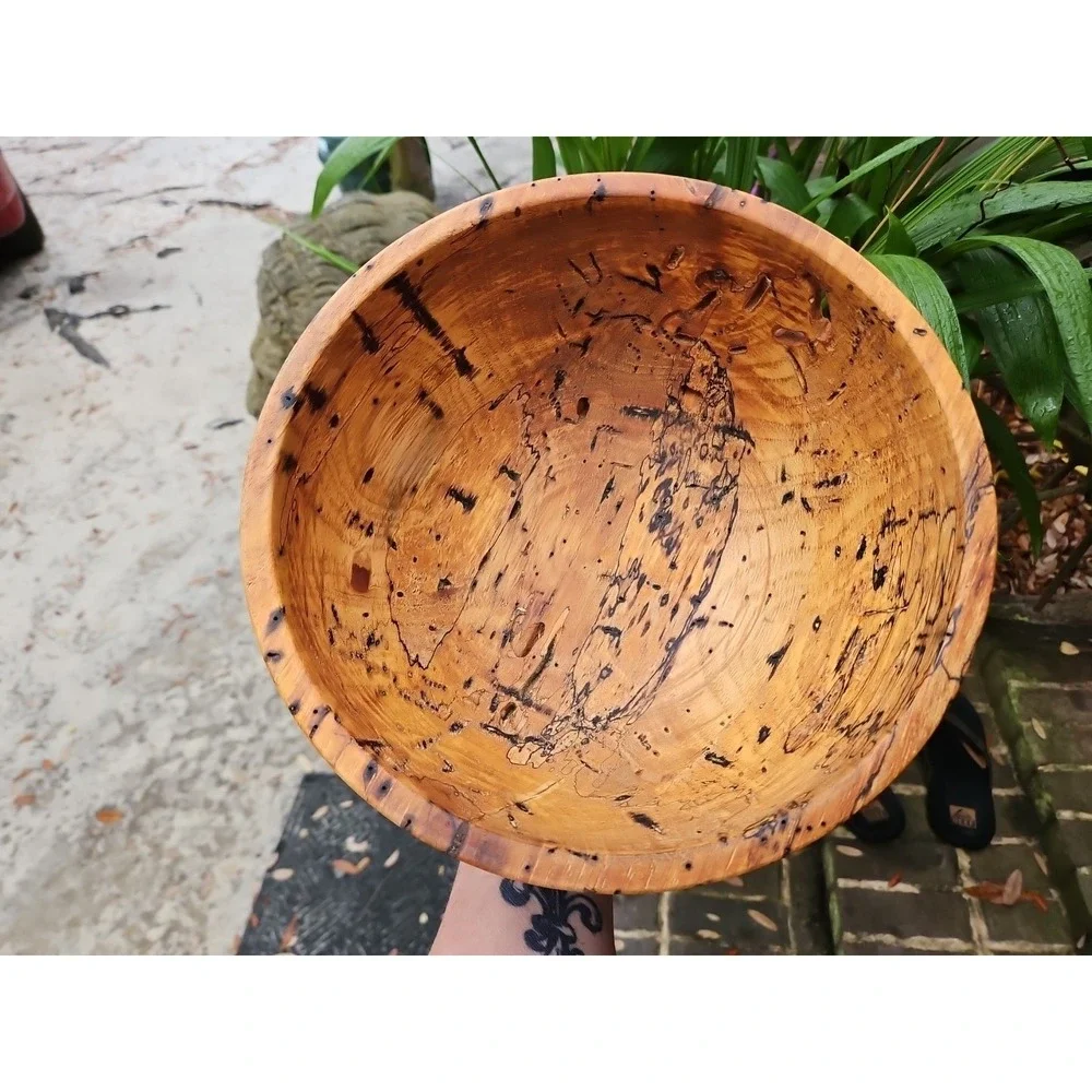 Spalted Wood Bowl Hand Turned‎ 10.5